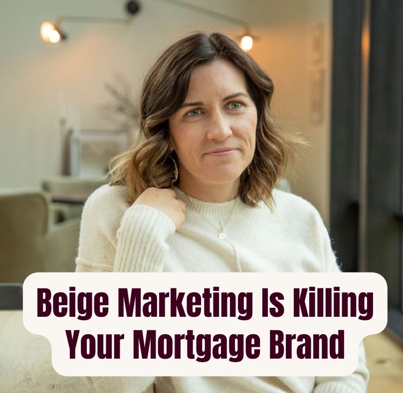 Beige marketing color swatch compared to bold mortgage branding